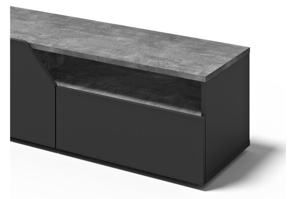 Černý TV stolek v dekoru betonu 180x38 cm Verone – TemaHome