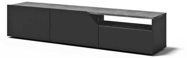 Černý TV stolek v dekoru betonu 180x38 cm Verone – TemaHome