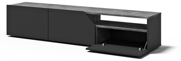 Černý TV stolek v dekoru betonu 180x38 cm Verone – TemaHome