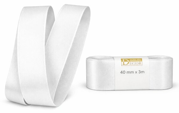 Stuha taftová PURE WHITE čistě bílá 40mmx3m (8,-Kč/m)