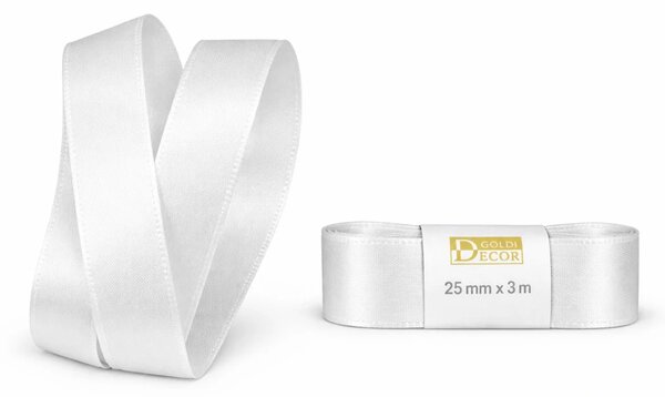 Stuha taftová PURE WHITE čistě bílá 25mmx3m (7,-Kč/m)