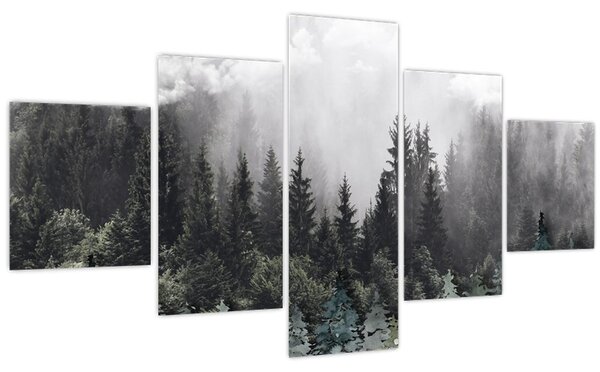 Obraz - Les s ilustrovanými prvky (125x70 cm)