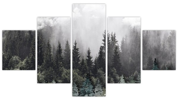 Obraz - Les s ilustrovanými prvky (125x70 cm)