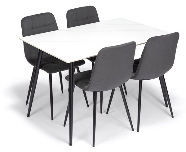Noela Jídelní set CERAMON 120 bílý + 4x židle ARIA šedá