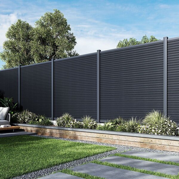 ROJA MODERN plotový panel WPC 180x180 cm HORIZONTÁLNÍ i VERTIKÁLNÍ a koncovky - antracit
