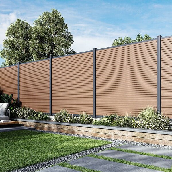 ROJA MODERN plotový panel WPC 180x180 cm HORIZONTÁLNÍ i VERTIKÁLNÍ a koncovky - teak