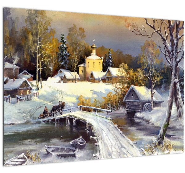 Obraz - Zimní městečko (70x50 cm)