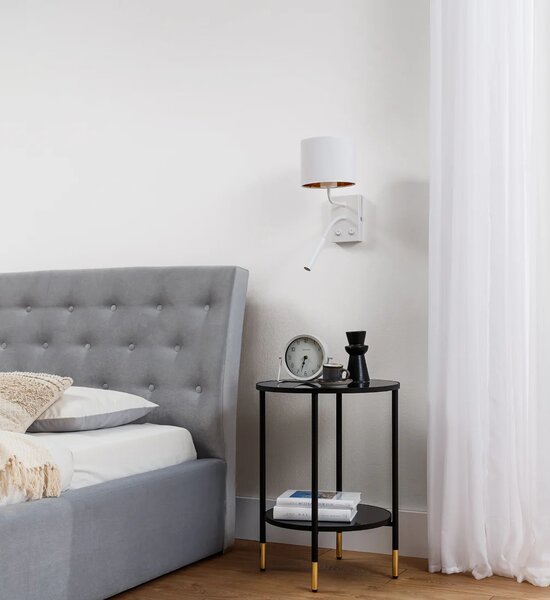 Nástěnná lampa se čtecím ramenem VESPILLO - bílá / zlatá