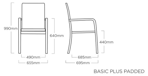 KETTLER BASIC PLUS PADDED stohovatelné, hliníkové křeslo - stříbrná / antracit