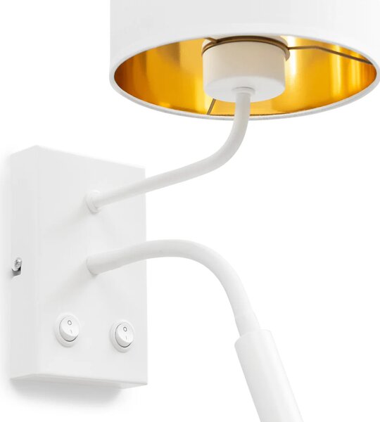 Nástěnná lampa se čtecím ramenem VESPILLO - bílá / zlatá