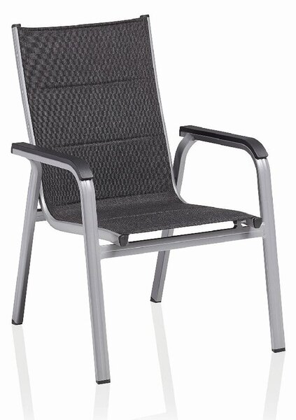KETTLER BASIC PLUS PADDED stohovatelné, hliníkové křeslo - stříbrná / antracit
