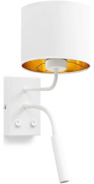 Nástěnná lampa se čtecím ramenem VESPILLO - bílá / zlatá