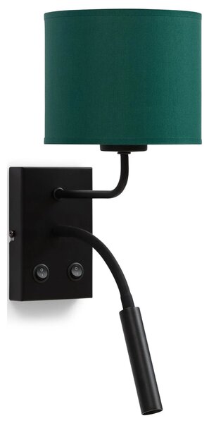 Nástěnná lampa se čtecím ramenem VESPILLO - zelená / zlatá / černá