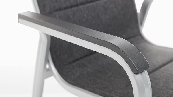 KETTLER BASIC PLUS PADDED stohovatelné, hliníkové křeslo - stříbrná / antracit