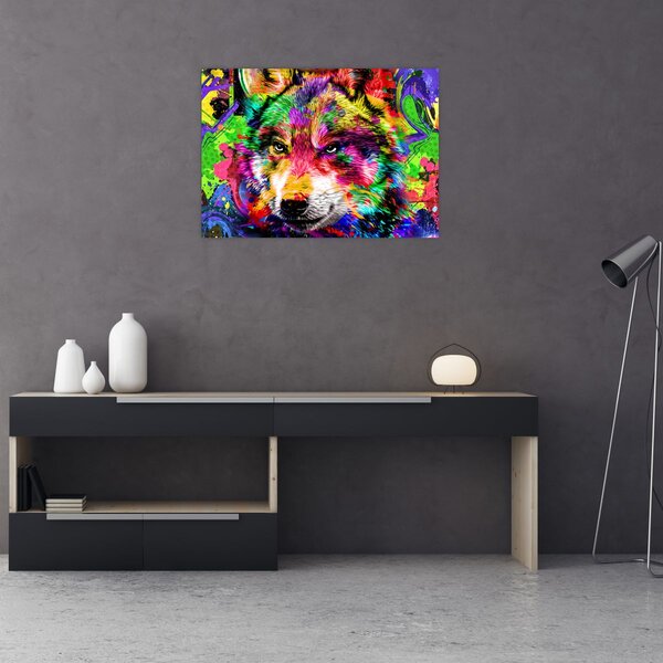 Obraz - Vlk s graffiti (70x50 cm)