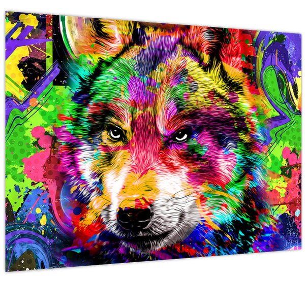 Obraz - Vlk s graffiti (70x50 cm)