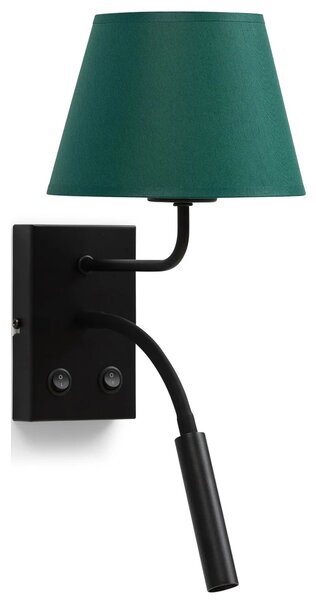 Nástěnná lampička se čtecím ramenem VESPILLO - zelená / zlatá / černá