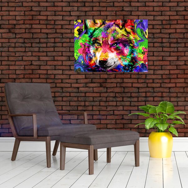 Obraz - Vlk s graffiti (70x50 cm)