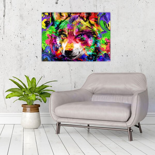 Obraz - Vlk s graffiti (70x50 cm)