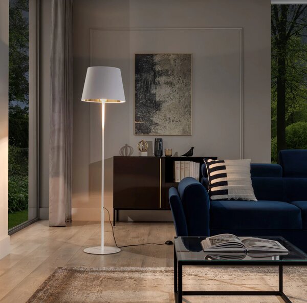 Stojací lampa ve skandinávském stylu VESPILLO - bílá / zlatá