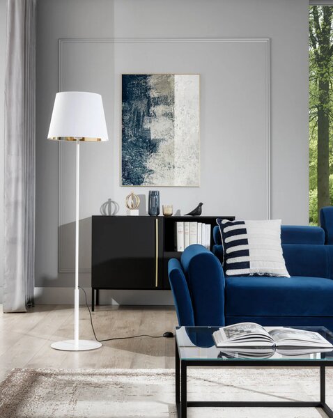 Stojací lampa ve skandinávském stylu VESPILLO - bílá / zlatá