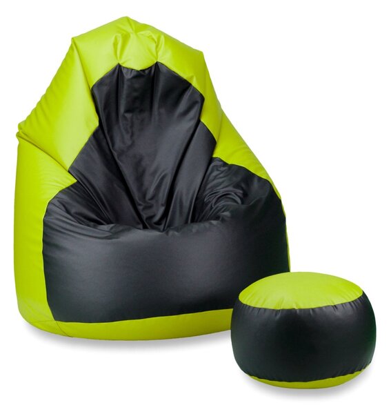 SUPPLIES TWIN-COLOR kožený sedací pytel - zelená barva