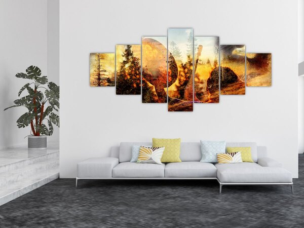 Obraz - Šamanský motiv (210x100 cm)