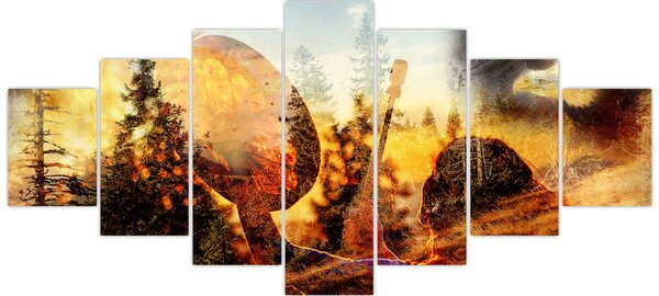 Obraz - Šamanský motiv (210x100 cm)