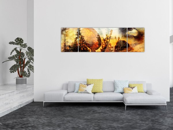 Obraz - Šamanský motiv (170x50 cm)