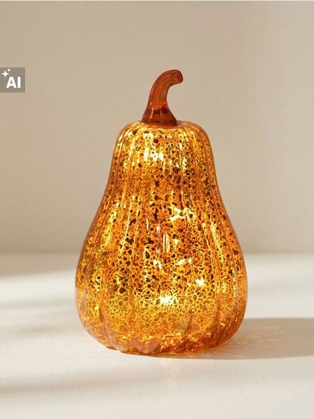 Sinsay - Skleněná dekorativní LED lampička ve tvaru dýně - oranžová