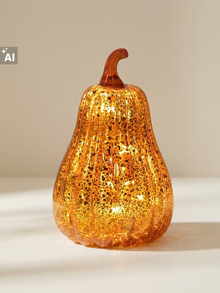 Sinsay - Skleněná dekorativní LED lampička ve tvaru dýně - oranžová