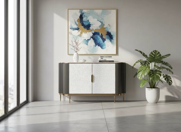 LivinHill Komoda Stilig ST906 150 cm grafit/krémová/zlatá
