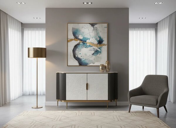 LivinHill Komoda Stilig ST906 150 cm grafit/krémová/zlatá