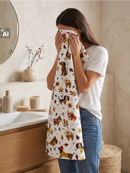Sinsay - Bavlněný ručník s potiskem čistokrevných psů - vícebarevná