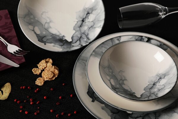 ASIR Porcelánová jídelní souprava 24 ks MARBLE