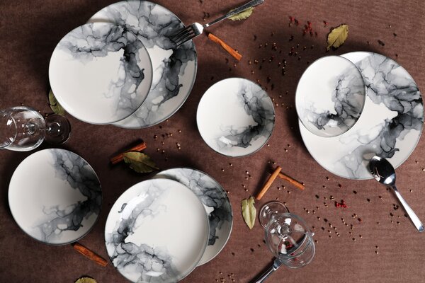 ASIR Porcelánová jídelní souprava 24 ks MARBLE
