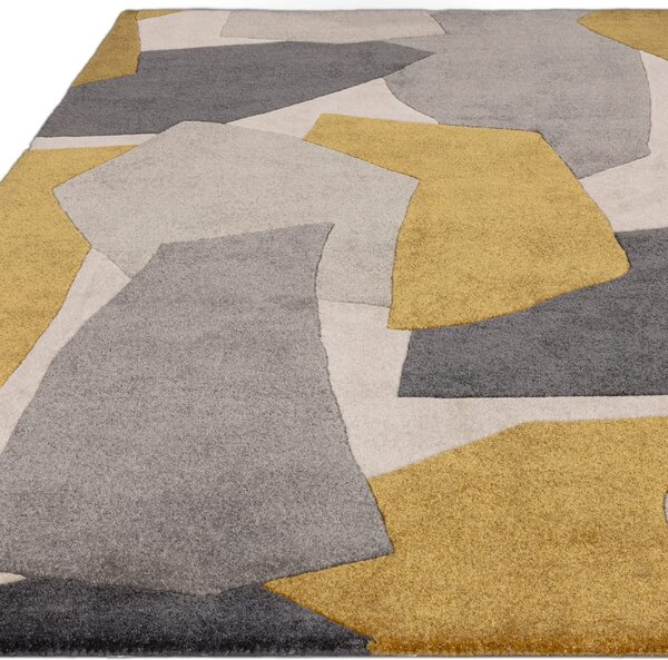 Ručně tkaný koberec z recyklovaných vláken v okrově žluté a šedé barvě 160x230 cm Romy – Asiatic Carpets