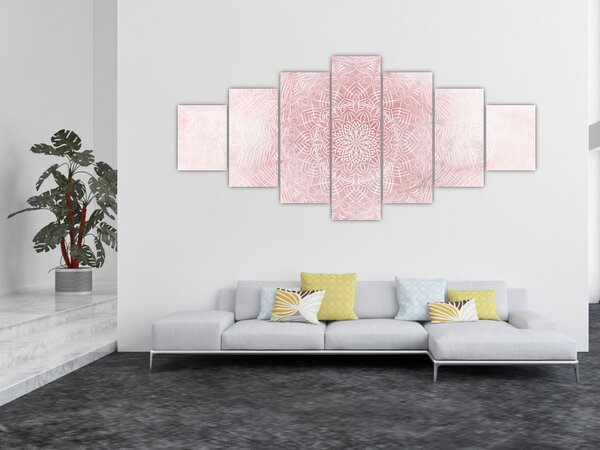 Obraz - Růžová mandala (210x100 cm)