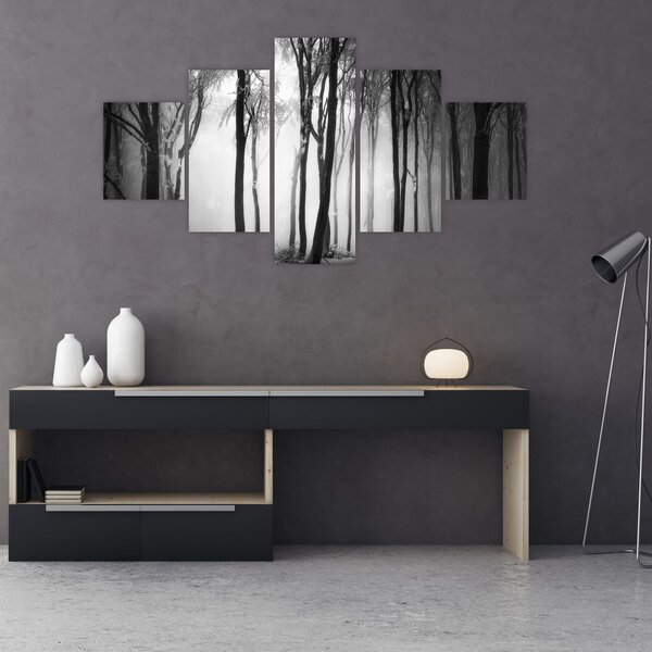 Obraz - Vlk v temném lese (125x70 cm)