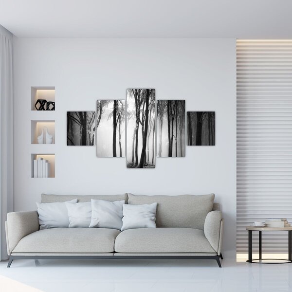 Obraz - Vlk v temném lese (125x70 cm)