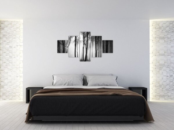 Obraz - Vlk v temném lese (125x70 cm)