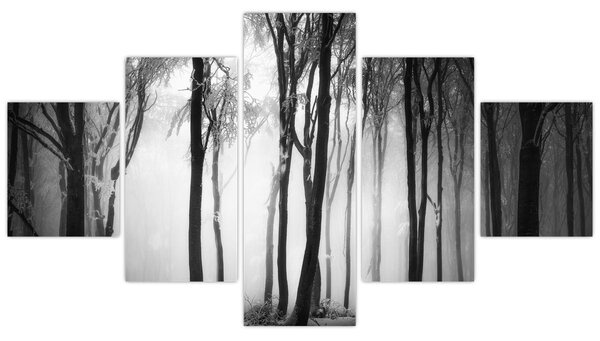 Obraz - Vlk v temném lese (125x70 cm)