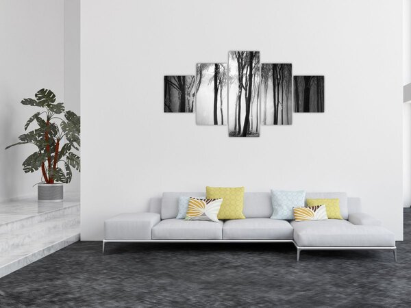 Obraz - Vlk v temném lese (125x70 cm)