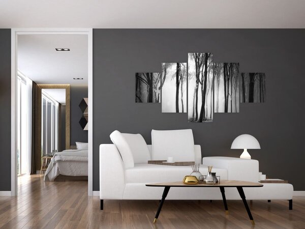 Obraz - Vlk v temném lese (125x70 cm)