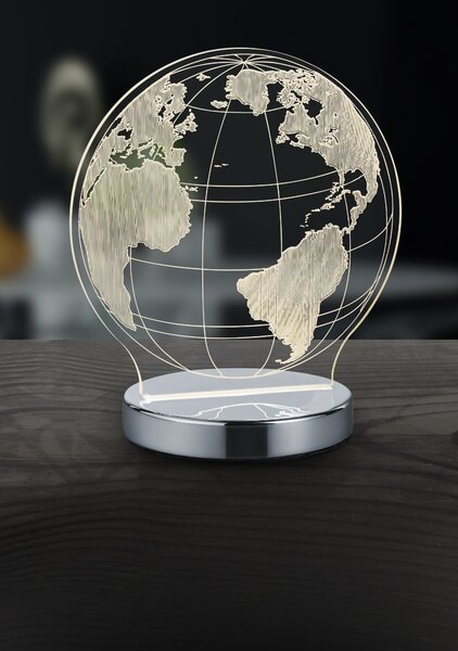Stolní 3D LED lampa GLOBE chrom