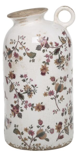 Keramická váza s ouškem a květy Nancy - Ø 14*26 cm - Chic Antique