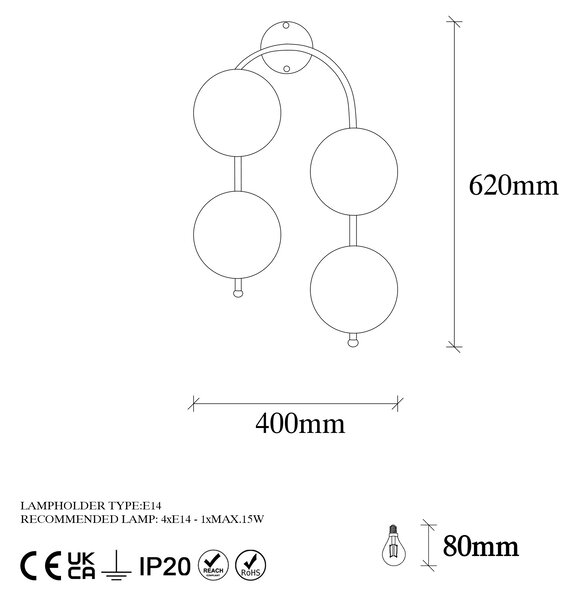 ASIR Nástěnná lampa JEWEL zlatá