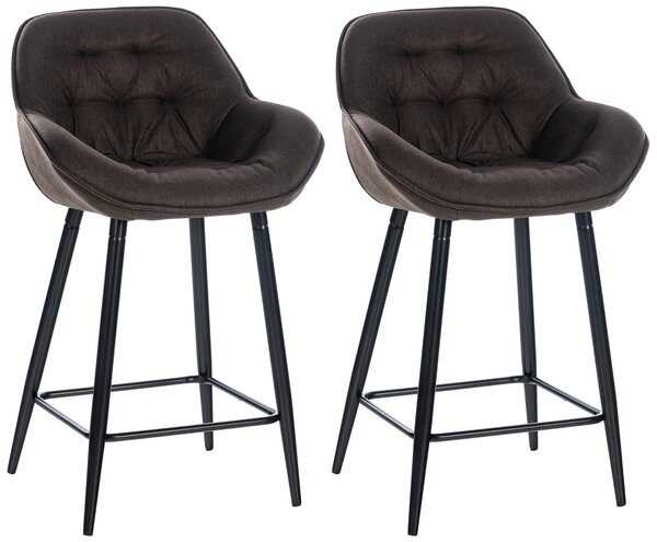 Barová židle Gibson (SET 2 ks) ~ látka, kovové nohy černé - Hnědá