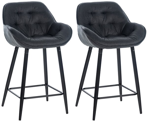 Barová židle Gibson (SET 2 ks) ~ látka, kovové nohy černé - Tmavě šedá