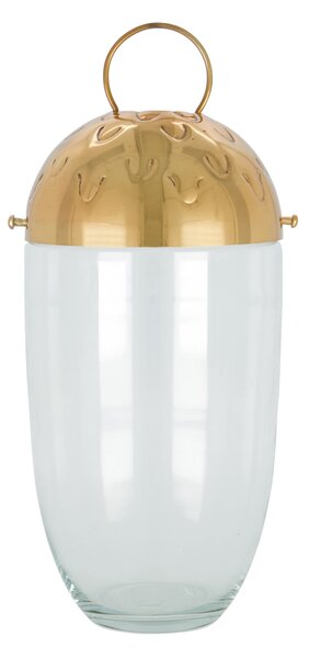 Skleněná lucerna Acho Clear/Gold 28 cm
